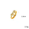 Fedi nuziali 2023 Colore oro lucido Cuore a forma di arco Anello da donna Moda Micro cristallo strass Gioielli regalo Lusso 24K d'oro