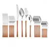 Set Piatti Set Posate 24 Pezzi Acciaio Inox Completo Stoviglie Completo Posate Utensili in Legno