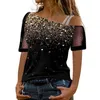 Women's Blouses Elegant Blouse Shirts For Women Sequin Short Sleeve Casual Ladies Sexy Off Shoulder Woman Tops Blusas