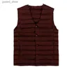 Men's Vests New Man Ultra Light Down Vest Spring Autumn Sleeveless V-Neck Vest Male Casual Winter Collarless Waistcoat Q231129