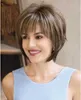 Synthetic Wigs Wig Women's Mixed Color Gradual Change Short Straight ffy Chemical Fiber Hair
