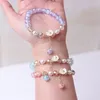 Charm Armbänder 1PC Mode Blume Imitation Perle Kristall Perlen Armband Für Frauen Elastische Freundschaft Schmuck Zubehör