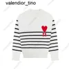 Amis 2024 Bahar Sonbahar Yeni Moda Markası Küçük Kalp Nakış Çizelgesi Yuvarlak Boyun Altım Erkek Kadın Çift Örgü Sweater