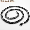 Pendentif Colliers SUNNERLEES 316L Collier en acier inoxydable 6mm Géométrique Byzantin Link Chaîne Rétro Noir Couleur Hommes Femmes Cadeau SC42 N 231128