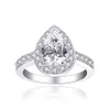 vecalon капля воды кольцо обещание стерлингового серебра 925 пробы 3 карата с бриллиантом обручальное кольцо для женщин ювелирные изделия Gift270k