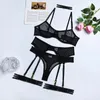 Sexy conjunto multi estilo 4 peça sutiã de renda underwire liga calcinha roupa interior senhoras lingerie mulher roupas 231219