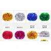 Acessórios de traje metálico holográfico cheerleader pom poms com bastão lidar com pompons de alegria profissional para esportes equipe espírito parte dh7jm