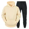 Tracksuits masculinos 2023 inverno hoodie preto calças de 2 peças conjunto elegante velo casual jogging sportswear terno hip-hop rua