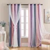 Curtain Dream Star Blackout Gardiner för barnrum Girl Princess Daughter Bedroom Window (Pink Purple W52 X L84)