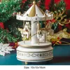 Christmas Toy Supplies Christmas Village Decoration Wooden Carousel Ba Music Box Red Blue Pink Carousel Christmas Toy for Kids Children's Holiday Gifts 231124