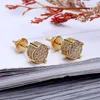 Boucles d'oreilles Hip Hop à vis arrière, en Zircon blanc, plaqué or, bijoux géométriques Vintage, Whole246F