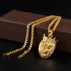 Micro Lion King Crown Pendant Halsband 5mm 70 cm Kuba kedja halsband Guldpläterad rostfritt stål Mens Hip Hop Jewelry189f