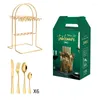 Servis uppsättningar 24 Pack Gold Tabelleriset Set rostfritt stålkniv och gaffelsked Festival Kitchen Gift