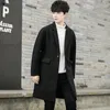 Men's Wool Blends Men Long Coat Autumn Winter Wool Blend Pure Color Casual Business Fashion Slim Windbreaker Jacket Men Clothing 231128