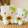 Nowa kreatywna kreskówka Sunflower Cat Doll Cute Pluszowa zabawka miękka wypełnienie komfort poduszka towarzysząca Girls Gift Fabryka Hurtowa w magazynie