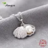 Hongye femmes réel naturel collier de perles d'eau douce 925 pendentifs en argent sterling collier de coquillage de mariage classique bijoux fins MX200223Q