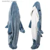 صالة النوم النسائية S - 3XL Cartoon Shark Bag bag bag bage with Hand Hole Pajamas nap bareable bearse beajamas for Kids blanket hot l231129