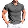 Mäns casual skjortor t-shirt sommar kort ärm sport amerikansk skjorta lapel vertikala randiga mönster knappar fitness t-shirtmen's