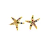 Studörhängen CZ Summer Shell Earring Studs Minimalist Girls Gold Color Jewelry Mini Starfish Conch Piercing