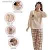 Damen-Schlaflounge-Set, zweiteilig, Winter-Pyjama-Set für Damen, Cartoon-verdickte Langschlitten-Hose, warm, bequem, Flanell, Damen-Loungewear-Set L231129