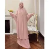 Roupas étnicas Ramadan 2 peças Jilbab Long Khimar Conjunto abaya Mulheres muçulmanas Oração de vestuário dubai