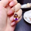 Necklace Earrings Set Trendy Colourful Crystal Ring Jewelry Purple Oval Rose Gold Color For Women Gift Drop