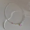 Afshor Trendy Fine Silver Color Heart Shaped Opal Chain Pendant Halsband för kvinnor Design Temperament Smycken Shiny Crystal Wedding Present