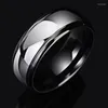 Cluster Rings ZHUMAN 2023 Fashion Stainless Seel Ring Personalized Design Black And White Curved Simple Trendy Student Jewelry