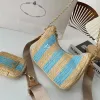 فاخرة نسج قش الأكياس حمل المرأة مصممة المصممة الصيفية قابض الصيف Beach Bag حقيبة الكتف