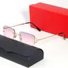 Carti Frame Computer Glasses Designer GalsSes Solglasögon Män kvinnor C Decor Eyeglasses Frame Temples Metal Frameless Rectangular Sunshade mindre