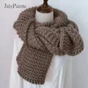 Écharpes JulyPalette épaisse laine solide écharpe femme automne hiver épaissir chaud pull foulards hommes femmes longs châles tricoté écharpe 231128