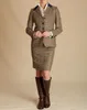 Ensemble jupe courte en Tweed pour femme, coupe cintrée, tenue de bureau, Streetwear, manteau, veste, 3 pièces, hiver