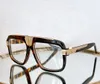 Havana Gold Rectangular Gelgasses Glasögon Frame Clear Lens Hip-Hop Eyewear Men Fashion Solglasögon Ramar