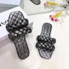 Slippers WHNB Double Strap Woven Slides With Padded Chain Bag Women'S Flat Shoes Leather Summer Sandals Pantofole Donna Chanclas