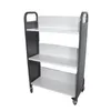 schoolmeubilair stalen boekenrek bibliotheekuitrusting plank beweegbare planken met wielen 3 lagen boekenwagen trolly metalen treden