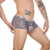 Caleçon 4 pièces/lots Sexy hommes maille léopard Boxer Shorts Lingerie voir à travers Sissy pure troncs Boxershorts Cueca Gay culotte