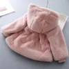 Down Coat 2023 Girls Kids Winter Fake Fur Soft Velvet Thickening Warm Hooded Coats Cute Belt Overcoats Children Clothing 08T 231128