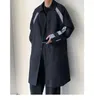 Męski okopa płaszcza streetwear luźne długi męski silny wiatrowiec męski odzież wierzchnia ponadwymiarowa casualna ulica czarna kurtka vintage
