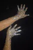 Gants sans doigts femmes brillant cristal maille longs gants danseur chanteur discothèque danse scène spectacle accessoires luxueux strass extensible gant 231128