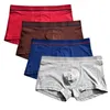 Underpants 4 Pack Big Size Underwear Boy Boxers Briefs Man Undies Solid Knickers Casual U Convex Panties Homme Breathable Shorts