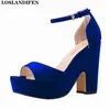 Sandals 2022 Women Chunky High Heels Gladiator Sandals Summer Open Toe Solid Flock Ladies Casual Shoes Woman Buckle Strap Pumps Platform J230428