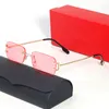 Carti Frame Computer Glasses Designer GalsSes Solglasögon Män kvinnor C Decor Eyeglasses Frame Temples Metal Frameless Rectangular Sunshade mindre