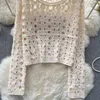 Blouses Femmes Femme Blusas Chemisier à manches longues Femmes Boho évider Crochet Plage Chemise de mode coréenne Dentelle Tops élégants Dropship