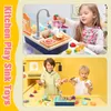 Kitchens Play Food Kids Pretend Kitchen Sink Toys With Cooking Stove Pot Pan Cutting Utensils Tableware Accessories Girls 231128