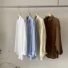 Осенняя женская блузка весенняя мода Tops Office Lady Loose Solid Color Рубашка с длинным рукавом элегантная рубашка Blusa Mujer