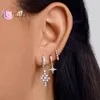 Boucles d'oreilles créoles 925 en argent Sterling boucle d'oreille cristal petite fleur mignonne pour les femmes grappe bijoux en zircone claire