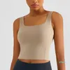 Tenue de yoga Femmes Crop Top Sports Soutien-gorge Col carré Coupe fixe Gilet d'entraînement avec coussinet Sensation nue Vêtements actifs