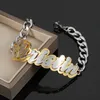 Braccialetti con ciondoli Bracciale con nome personalizzato Braccialetti con doppia placcatura Catena in acciaio inossidabile HipHop Regalo di Natale Donna Uomo Regalo di San Valentino 231128