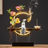 Lampade profumate Bruciatore di incenso a cascata di fiori da donna in ceramica con luce a LED Buddha Zen Soggiorno Coni Porta bastoncino D2499