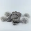 Écharpes Wraps Enfants Réel Naturel Fourrure Pompon Chapeau Bébé Enfants Hiver Tricoté Chapeau Et Écharpe Ensemble Garçons Filles 4 pièces Pom Beanie Cap 231129